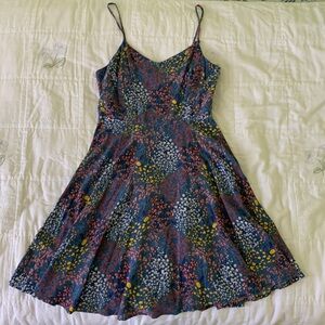 Blue floral old Navy mini dress, medium, zipper, fit & flare, adjustable straps